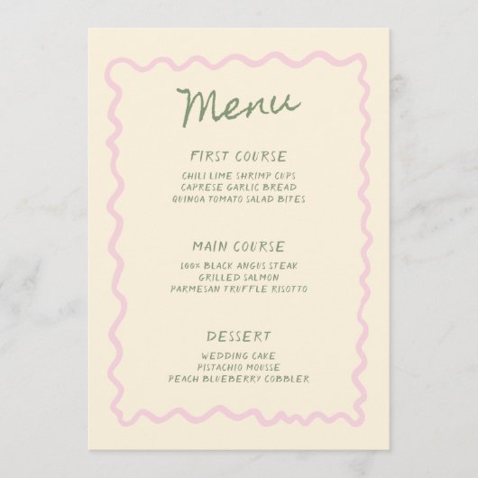 Pink Sage Whimsical Handwritten Menu (Voorkant)