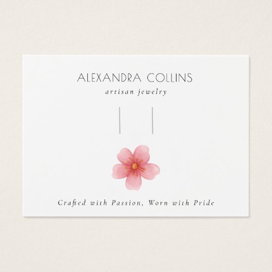 Pink Sakura Blossom Floral Hair Clip Display Card  Visitekaartje (Voorkant)