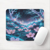 Pink Sakura Cosmic Neon Vibes Muismat (Met muis)