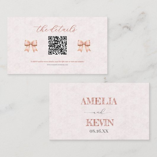 Pink Sakura Ribbon – Japanese-Inspired Plaatskaartje (Voorkant / Achterkant)