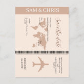 Pink Salmon Boarding Pass World Map Travel Briefkaart (Voorkant)