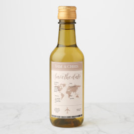 Pink Salmon Boarding Pass World Map Travel Wijn Etiket