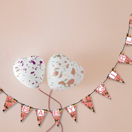 Pink Salmon Heirloom Roos Floral Patten Baby Girl Vlaggetjes