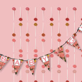 Pink Salmon Heirloom Roos Floral Patten Baby Girl Vlaggetjes