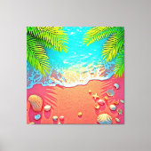 Pink Sand Beach Paradise Design Canvas Afdruk (Voorkant)
