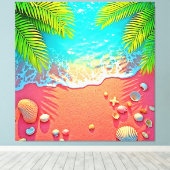 Pink Sand Beach Paradise Design Canvas Afdruk (Insitu (Houten vloer))