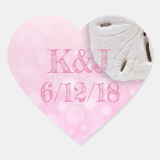 Pink Sand Dollar Seaside Weddenschappen Hart Sticker (Voorkant)