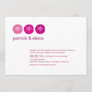 Pink Sand Dollars, Beach Wedding Invitation Kaart