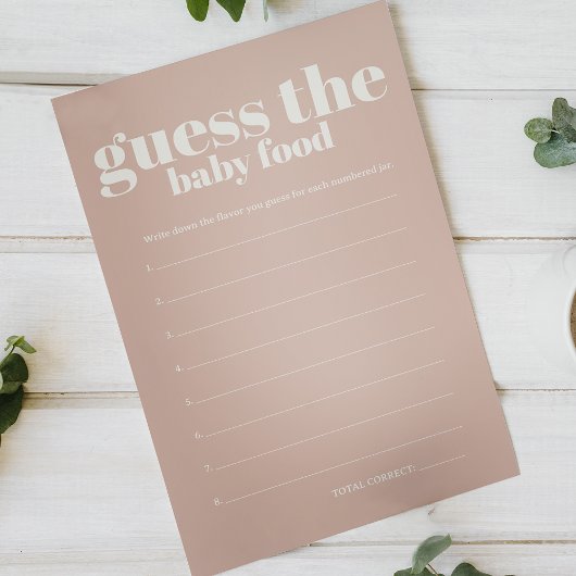 Pink Sandstone Baby Shower Guess Baby Food Game Flyer
