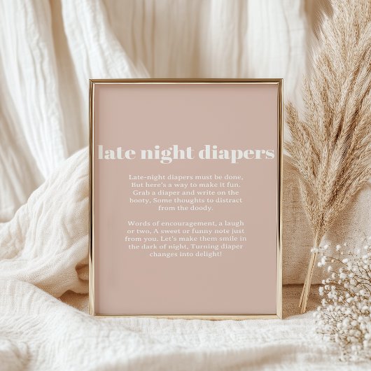 Pink Sandstone Typography Baby Late Night Diaper Poster