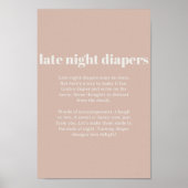 Pink Sandstone Typography Baby Late Night Diaper Poster (Voorkant)