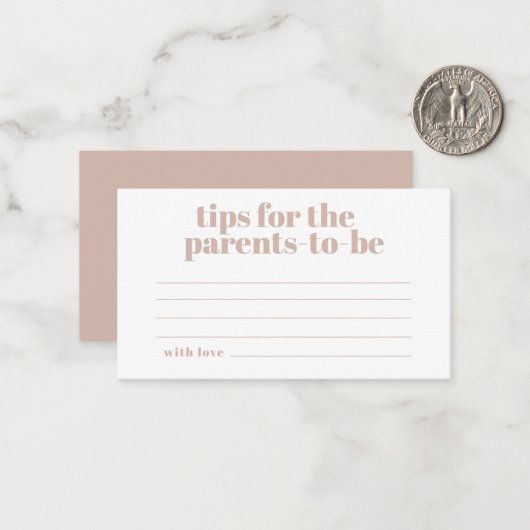 Pink Sandstone Typography Baby Parenting Tips Notitiekaartje (Voorkant / Achterkant in situ)
