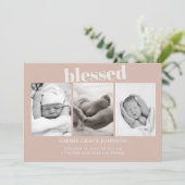 Pink Sandstone Typography Baby shower aangekondigd Kaart (Staand voorkant)