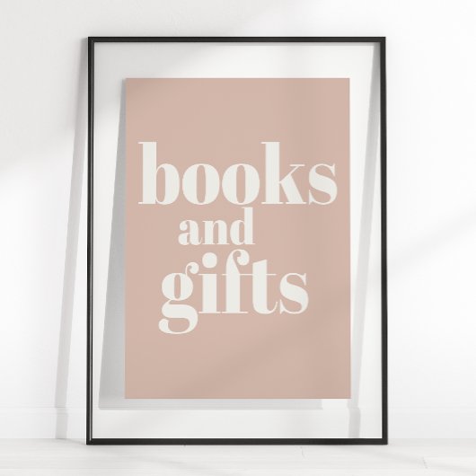 Pink Sandstone Typography Baby Shower Books Gifts  Poster