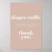 Pink Sandstone Typography Baby Shower Diaper Poster (Voorkant)