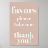 Pink Sandstone Typography Baby shower Favors Poster (Voorkant)