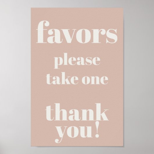 Pink Sandstone Typography Baby shower Favors Poster (Voorkant)