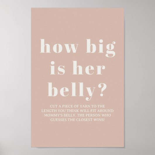 Pink Sandstone Typography Baby Shower Game Poster (Voorkant)