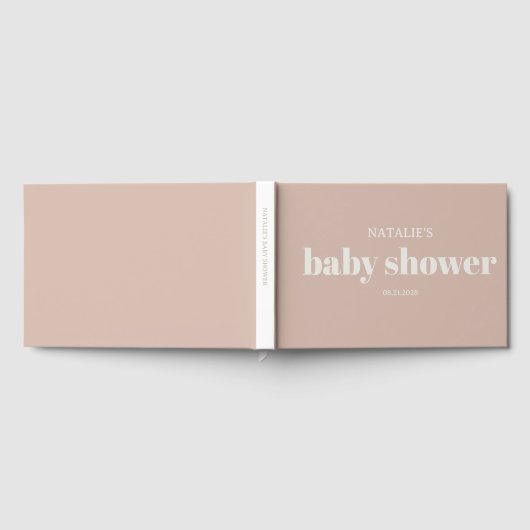 Pink Sandstone Typography Baby Shower  Gastenboek (Volledig)