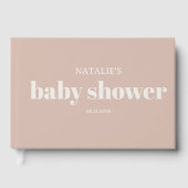Pink Sandstone Typography Baby Shower  Gastenboek (Voorkant)