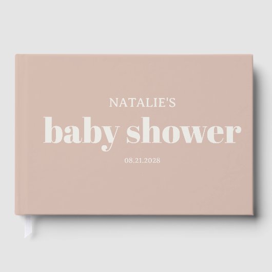 Pink Sandstone Typography Baby Shower  Gastenboek (Voorkant)