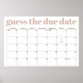 Pink Sandstone Typography Baby Shower Guess Date Poster (Voorkant)