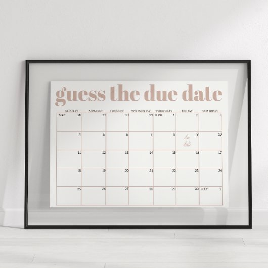 Pink Sandstone Typography Baby Shower Guess Date Poster