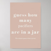 Pink Sandstone Typography Baby Shower Guess Game Poster (Voorkant)