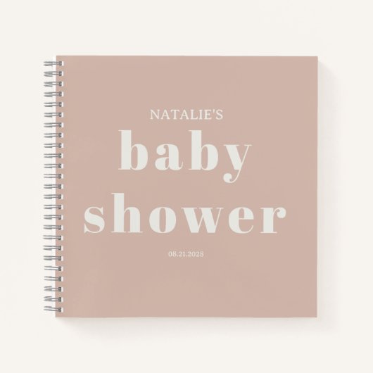 Pink Sandstone Typography Baby Shower Notebook Notitieboek (Voorkant)