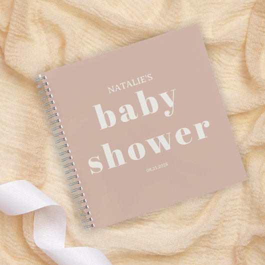 Pink Sandstone Typography Baby Shower Notebook Notitieboek