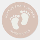 Pink Sandstone Typography Baby Shower Ronde Sticker (Voorkant)