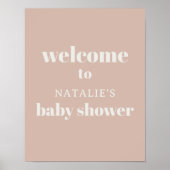 Pink Sandstone Typography Baby shower Sign Poster (Voorkant)