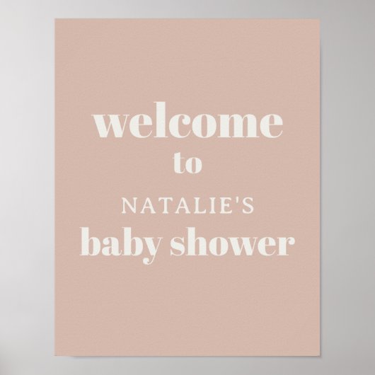 Pink Sandstone Typography Baby shower Sign Poster (Voorkant)