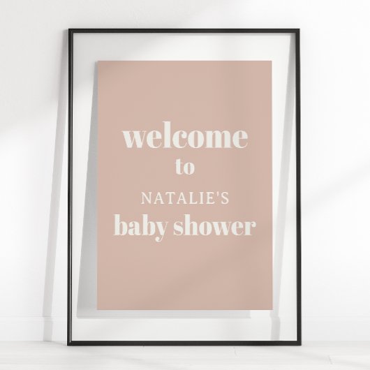 Pink Sandstone Typography Baby shower Sign Poster