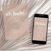 Pink Sandstone Typography Oh Baby Shower Kaart