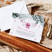 Pink Santa Baby Christmas Baby shower Dank u Kaart