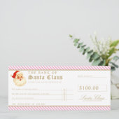 Pink Santa Cheque Gift Voucher Card Kaart (Staand voorkant)