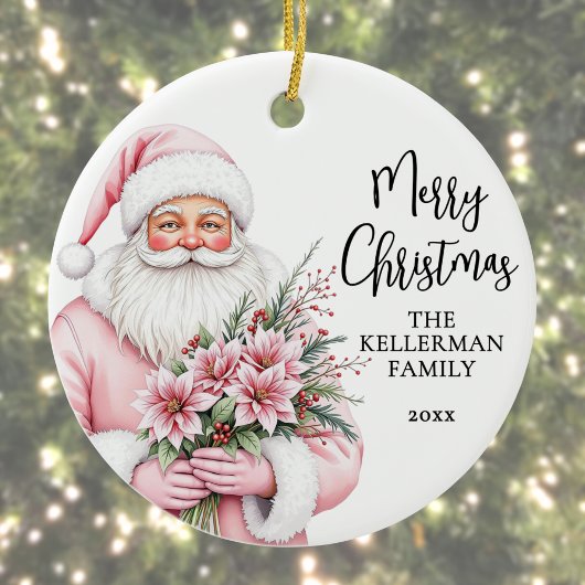 Pink Santa Christmas Keramisch Ornament