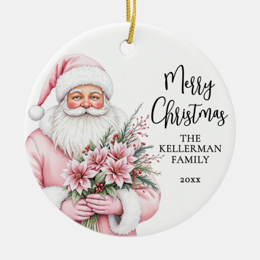 Pink Santa Christmas Keramisch Ornament (Voorkant)