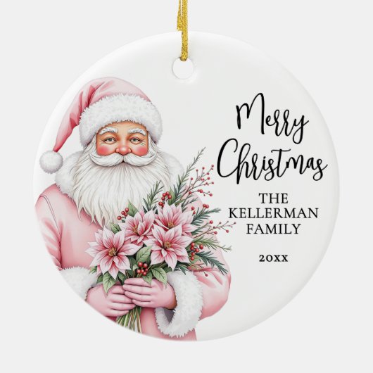 Pink Santa Christmas Keramisch Ornament (Achterkant)