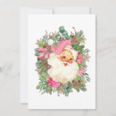 Pink Santa Claus and Floral Spray Feestdagenkaart (Voorkant)