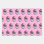 Pink Santa Gift Wrap, Custom Name Christmas Pink Inpakpapier Vel (Voorkant 2)