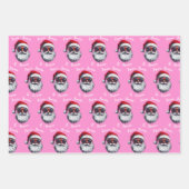 Pink Santa Gift Wrap, Custom Name Christmas Pink Inpakpapier Vel (Voorkant)