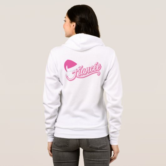 Pink Santa Hat Fiancée Sweat Shirt wit (Achterkant volledig)