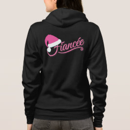 Pink Santa Hat Fiancée Sweat Shirt zwart
