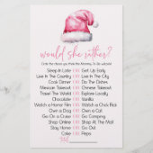Pink Santa Hat Zou Ze Liever Baby shower Game Briefpapier (Voorkant)