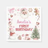 Pink Santa Retro Winter Christmas Birthday Servet (Voorkant)
