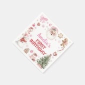 Pink Santa Retro Winter Christmas Birthday Servet (Hoek)