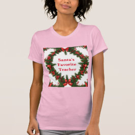 Pink Santa's favoriete leraar T-shirt