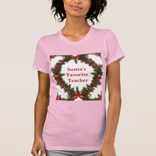 Pink Santa's favoriete leraar T-shirt (Voorkant)